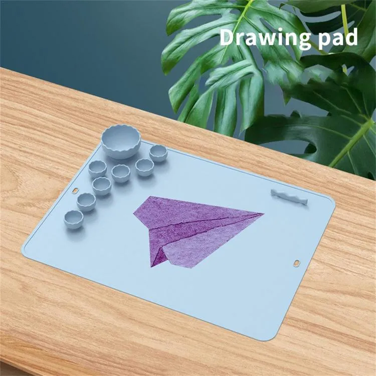 Silicone Paint Tray 60X40Cm Craft Mat Palette with Cup Tray